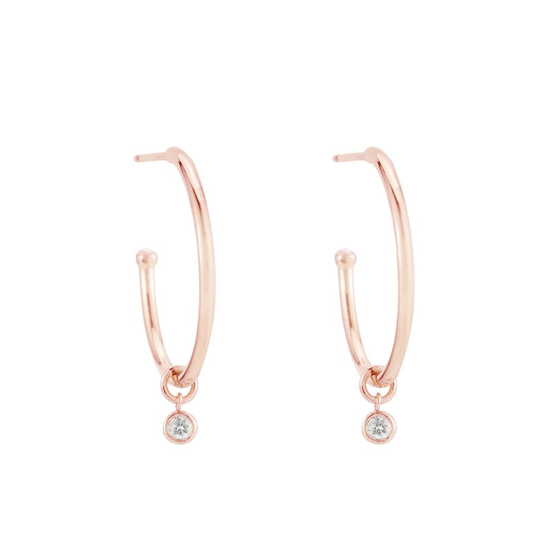 Classic Rose Gold Hoop Earrings in 92.5 Silver - 1.2mm Thickness - Sma –  HighSpark